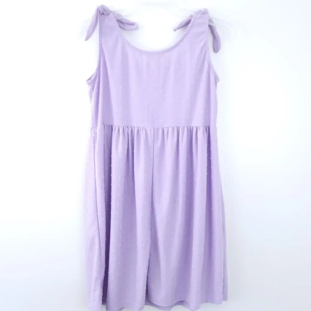 New See You Monday Girls Sundress Large Purple Swiss Dots, Sleeveless Cute Dress